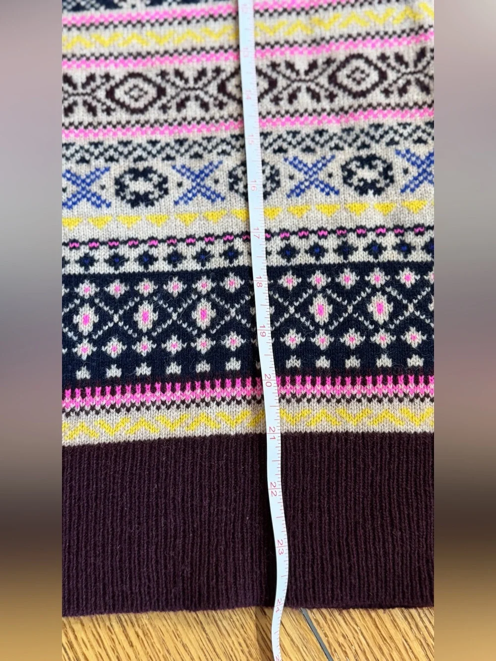 J. Crew Fair Isle Crewneck Sweater in Burgundy, Pink and Yellow